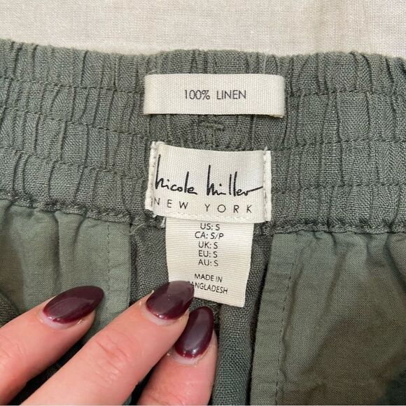 Ladies Nicole Miller Green 100% Linen Wide Leg Pants Size Small - Picture 10 of 12